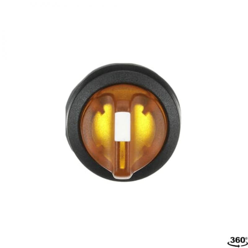 ABB M3SS7-11Y Leuchtwahlschalter, gelb, rastend in B und C, Rückzug von A nach B, Frontring Kunststoff schwarz, beleuchtbar, kurzer Drehgriff