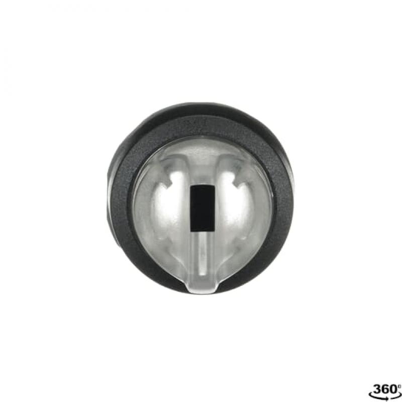 ABB M3SS7-11C Leuchtwahlschalter, farblos, rastend in B und C, Rückzug von A nach B, Frontring Kunststoff schwarz, beleuchtbar, kurzer Drehgriff