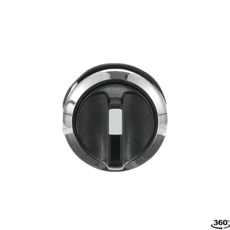 ABB M3SS7-30B Wahlschalter, schwarz, rastend in B und C, Rückzug von A nach B, Frontring Metall verchromt, nicht beleuchtbar, kurzer Drehgriff