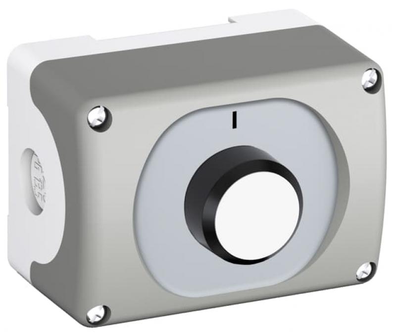 ABB MEP1-1002 Gehäusekombi.1-fach weiss, Beschrift:I, 1 Taste flach, tastend CombiLine-Modular 2.Generation