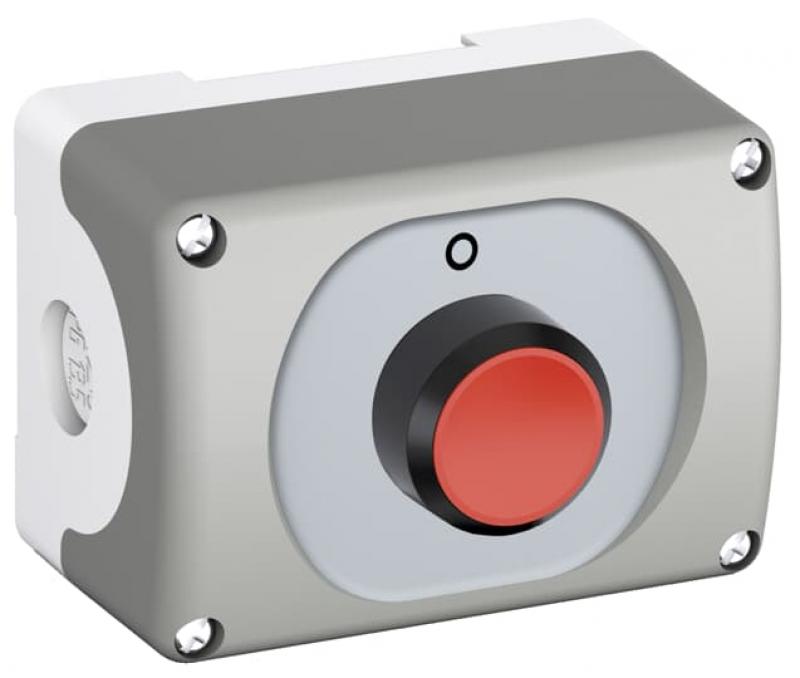 ABB MEP1-1003 Gehäusekombi.1-fach rot, Beschrift:O, 1 Taste flach, tastend CombiLine-Modular 2.Generation