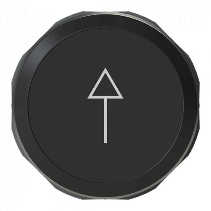 ABB MP1-7206 Drucktaster beschriftet, schwarz, flach-tastend, Frontring Kunststoff schwarz, Symbol weiss: Pfeil nach, oben, nicht beleuchtbar