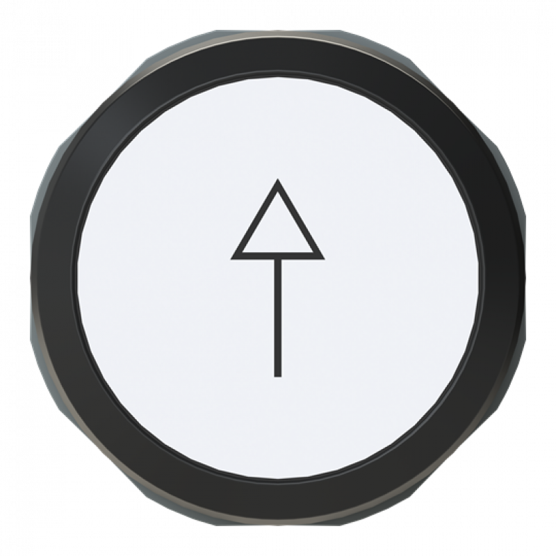 ABB MP1-7205 Drucktaster, weiß, bedruckt, flach-tastend, Frontring schwarz Symbol schwarz: Pfeil nach oben, nicht beleuchtbar