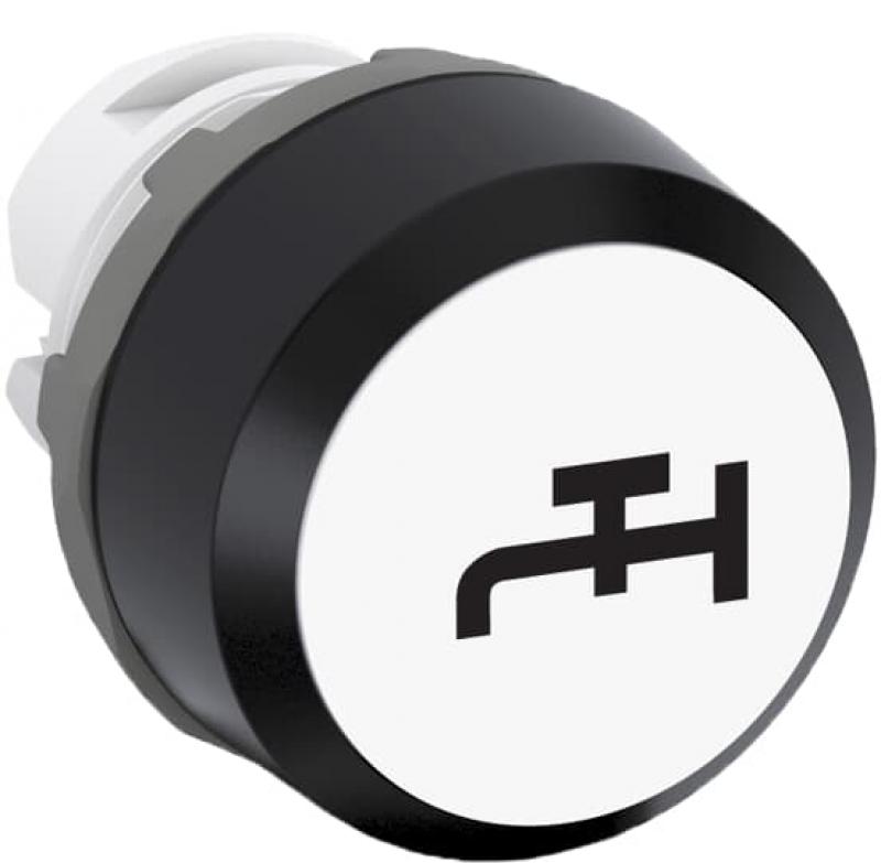 ABB MP1-7119 Leuchtdrucktaster besch, weiss, flach-tastend, Frontring schwarz Kunststoff, Symbol: Wasserhahn, beleuchtbar
