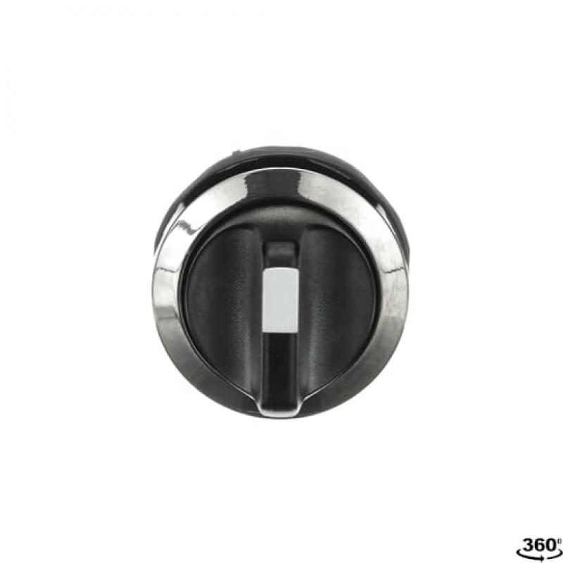 ABB M3SSC2-30B Wahlschalter 3 Positionen schwarz, tastend, Rückstellung von A nach B und C nach B, Frontring Metall verchromt, nicht beleuchtbar, kurzer Drehgriff