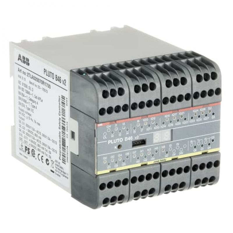ABB Pluto B46 v2 Sicherheits-SPS 24 Eingänge, 16 Ein-/Ausgangsklemmen 6 Sicherheitsausgänge; Bus