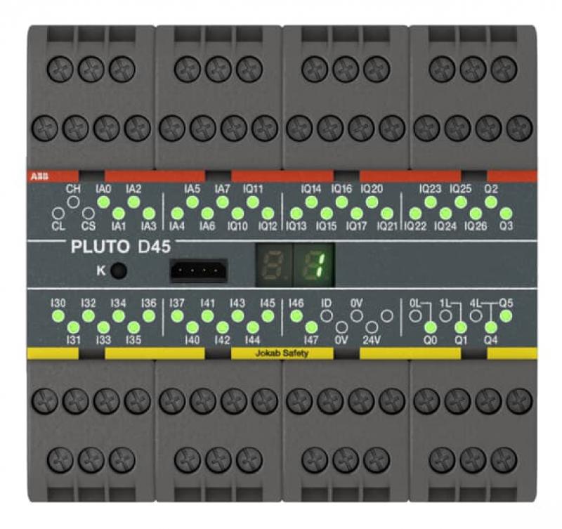 ABB Pluto D45 Sicherheits-SPS mit 24 fehlersicheren Eingängen mit 8 sicheren Analogeingängen 4 schnelle Zähleingänge