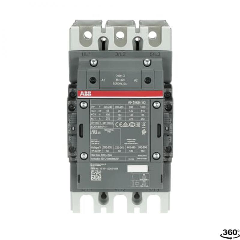 ABB AF190B-30-22-12 Schütz, 90 kW, 48-130 V 50/60 Hz / DC, Hiko: 2S+2Ö, Schienenanschlüsse mit Bahnzulassung