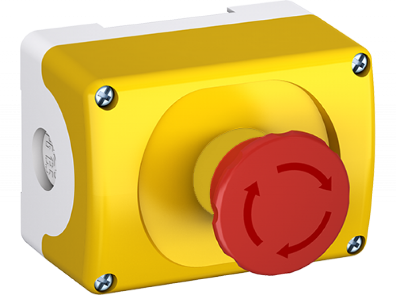 ABB MEPY1-1042 Gehäuse gelb NOT-HALT 40mm 2 Öffner, Drehentriegelung, Baureihe Modular