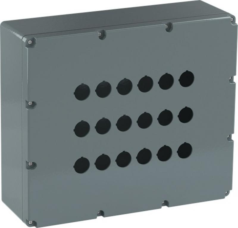 ABB 080SP18SF Metallgehäuse, 18 Befehlsstellen, grau, Aluminium, IP66, geschlossen ohne Öffnung für Kabel-Einführung, Modular Metall Reihe