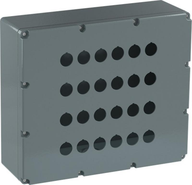 ABB 080SP24 Metallgehäuse, 24 Befehlsstellen, grau, Aluminium, IP66 mit Öffnung für Kabel-Einführung, Modular Metall Reihe