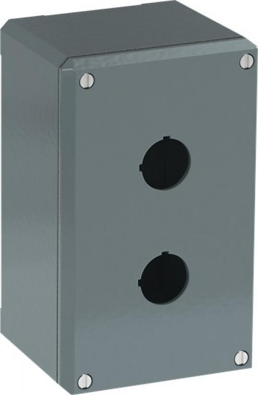 ABB 080SP2 Metallgehäuse, 2 Befehlsstellen, grau, Aluminium, IP66 mit Öffnung für Kabel-Einführung, Modular Metall Reihe