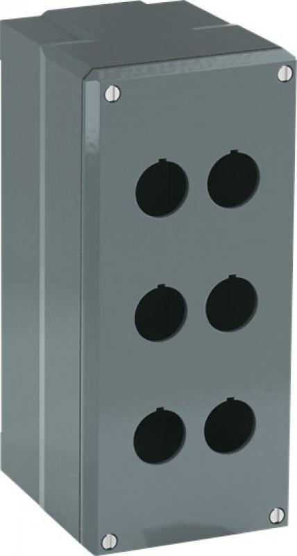 ABB 080SP6SFE Metallgehäuse, 6 Befehlsstellen, grau, Aluminium, IP66 ohne Öffnung für Kabel-Einführung, Modular Metall Reihe