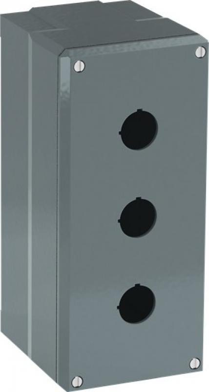 ABB 080SP3SFE Metallgehäuse, 3 Befehlsstellen, grau, Aluminium, IP66 ohne Öffnung für Kabel-Einführung, Modular Metall Reihe