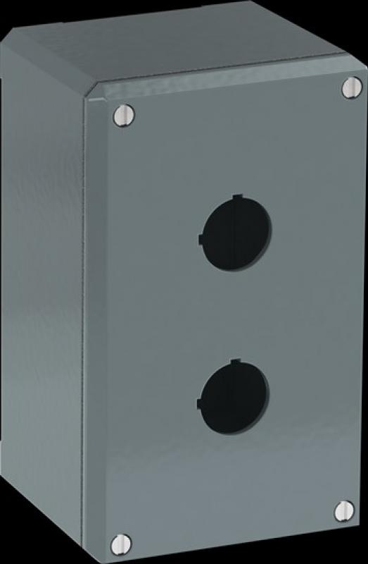 ABB 080SP2SFE Metallgehäuse, 2 Befehlsstellen, grau, Aluminium, IP66 ohne Öffnung für Kabel-Einführung, Modular Metall Reihe