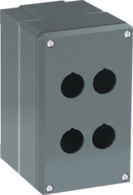 ABB 080SP4M Metallgehäuse, 4 Befehlsstellen, grau, Aluminium, IP66 mit Öffnung für Kabel-Einführung, Modular Metall Reihe