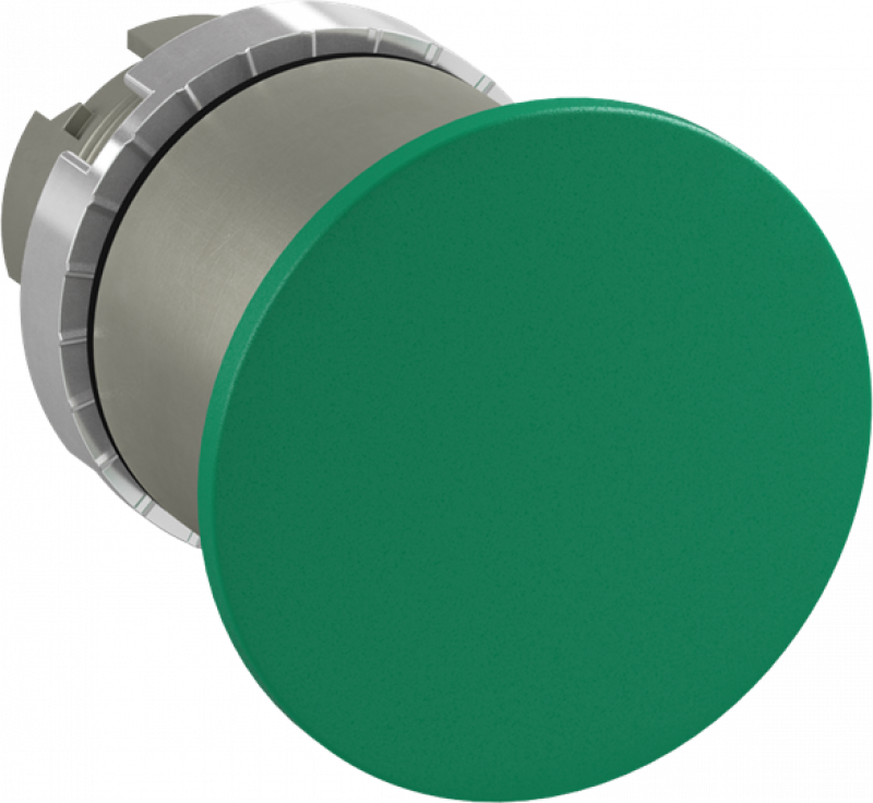 ABB P9MET4VN1 Pilztaster 40mm grün, Metall, verrastend, Zugentriegelung Taster-Vorsatz, nicht beleuchtbar Kontakthalter und Kontermutter