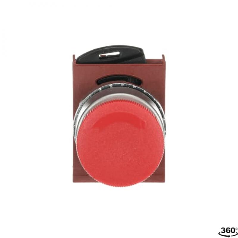 ABB P9MER3RN Pilztaster 28mm rot, verrastend, Metall, verrastend, Dreh-Entriegelung Taster-Vorsatz, nicht beleuchtbar Kontakthalter und Kontermutter