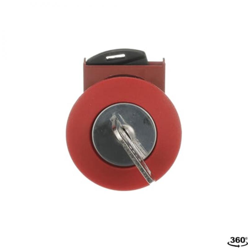 ABB P9MEC4RN95 Pilztaster 40mm rot Schlüssel, Metall, verrastend, Schlüssel Taster-Vorsatz, nicht beleuchtbar, Kontakthalter und Kontermutter