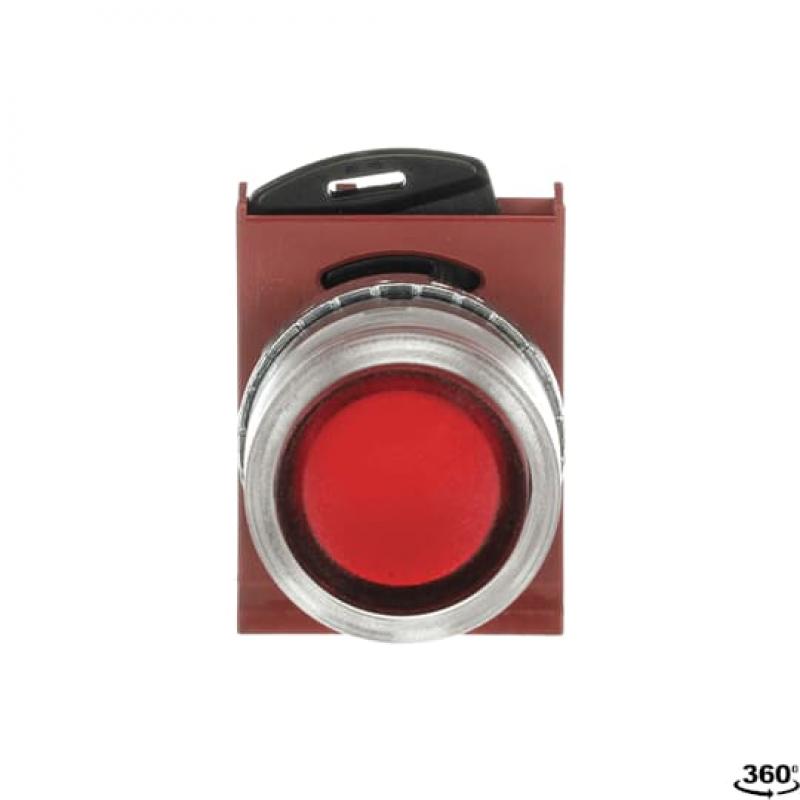ABB P9MPLRGD Drucktaster flach rot, Metall, tastend, beleuchtbar Taster-Vorsatz, Kontakthalter, und Kontermutter