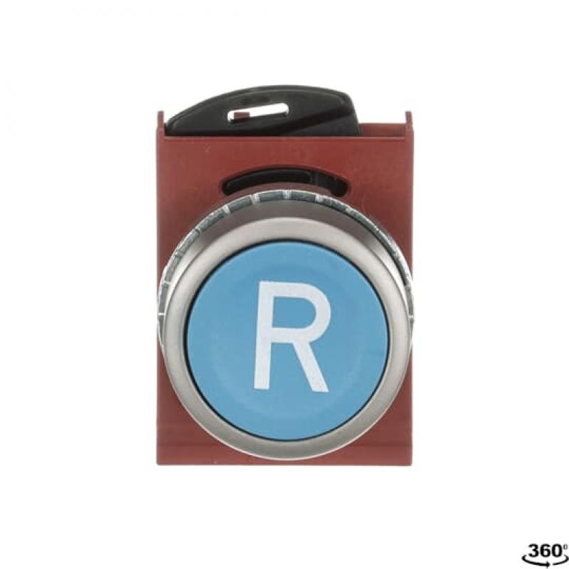 ABB P9MPNLG037 Drucktaster flach blau "R", Metall, tastend, nicht beleuchtbar Taster-Vorsatz, Kontakthalter, und Kontermutter