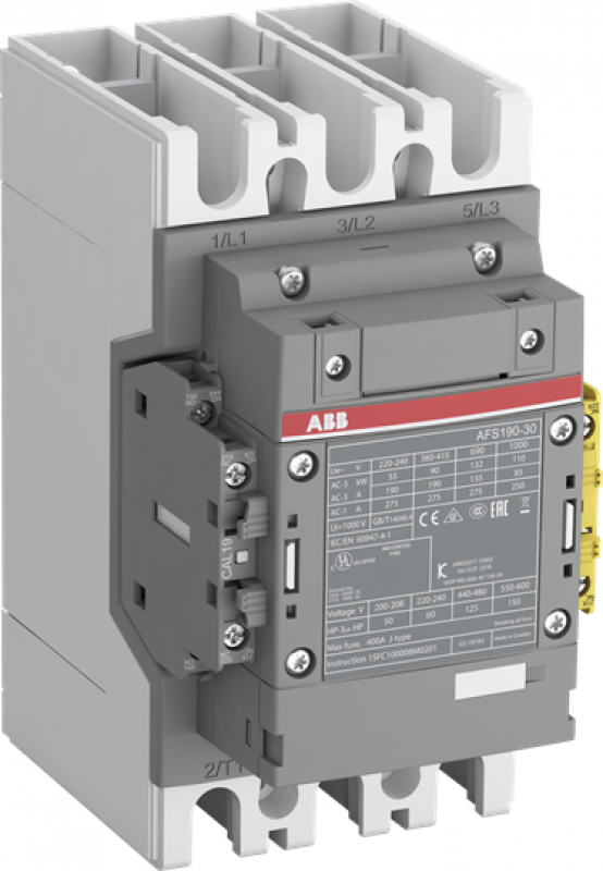 ABB AFS190-30-12-12 SafetySchütz, 90 kW, 48-130 V 50/60 Hz / DC, Hiko: 1S+2Ö, Schienenanschlüsse für Sicherheitsanwendungen
