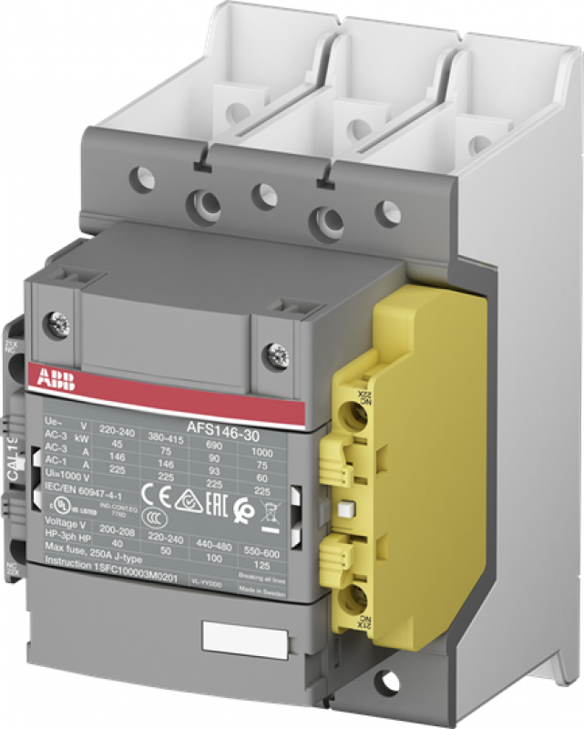 ABB AFS146-30-12B-13 SafetySchütz, 75 kW, 100-250 V 50/60 Hz / DC, Hiko: 1S+2Ö, Schienenanschlüsse für Sicherheitsanwendungen