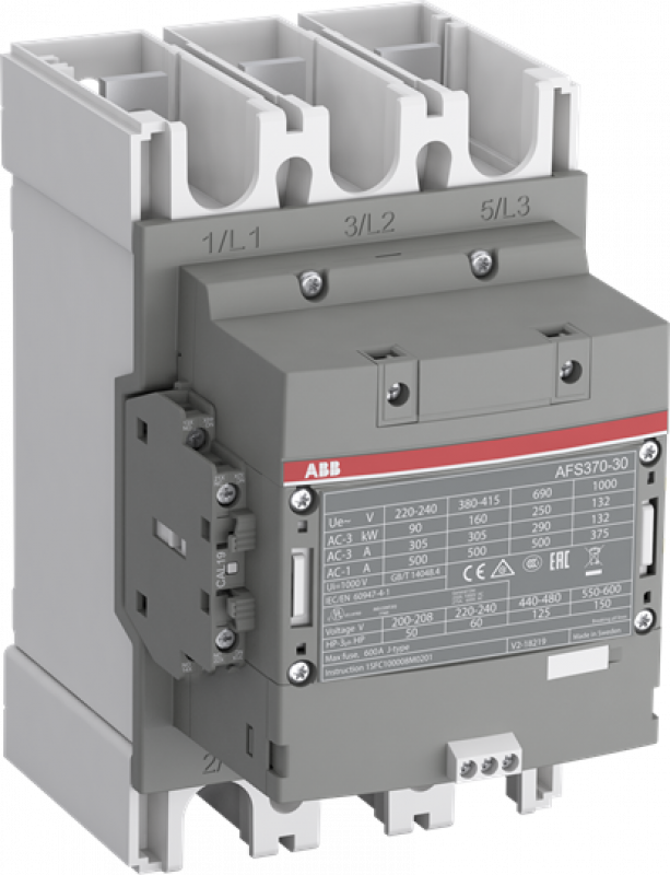 ABB AFS370-30-12-33 SafetySchütz, 200 kW, 100-250 V 50/60 Hz / DC, Hiko: 1S+2Ö, Schienenanschlüsse integrierte SPS-Schnittstelle, für Sicherheitsanwendungen