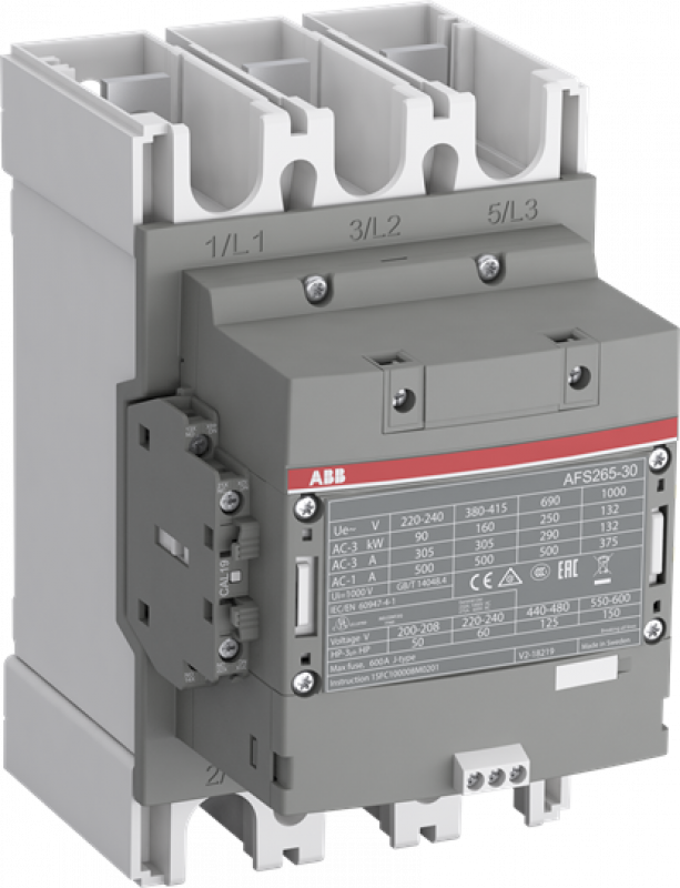 ABB AFS265-30-12-34 SafetySchütz, 132 kW, 250-500 V 50/60 Hz / DC, Hiko: 1S+2Ö, Schienenanschlüsse integrierte SPS-Schnittstelle, für Sicherheitsanwendungen