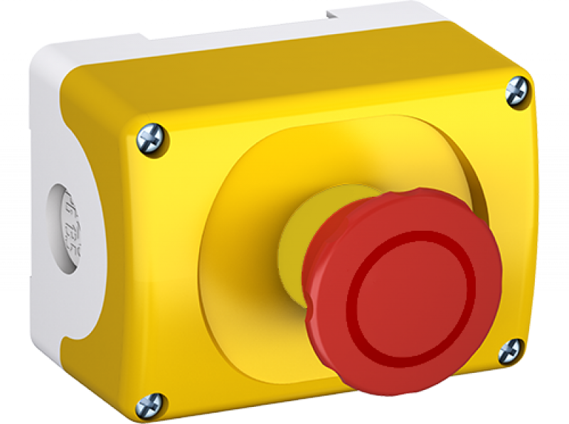 ABB MEPY1-1035 Gehäuse gelb NOT-HALT 40mm 2 Öffner, Zugentriegelung, Baureihe Modular