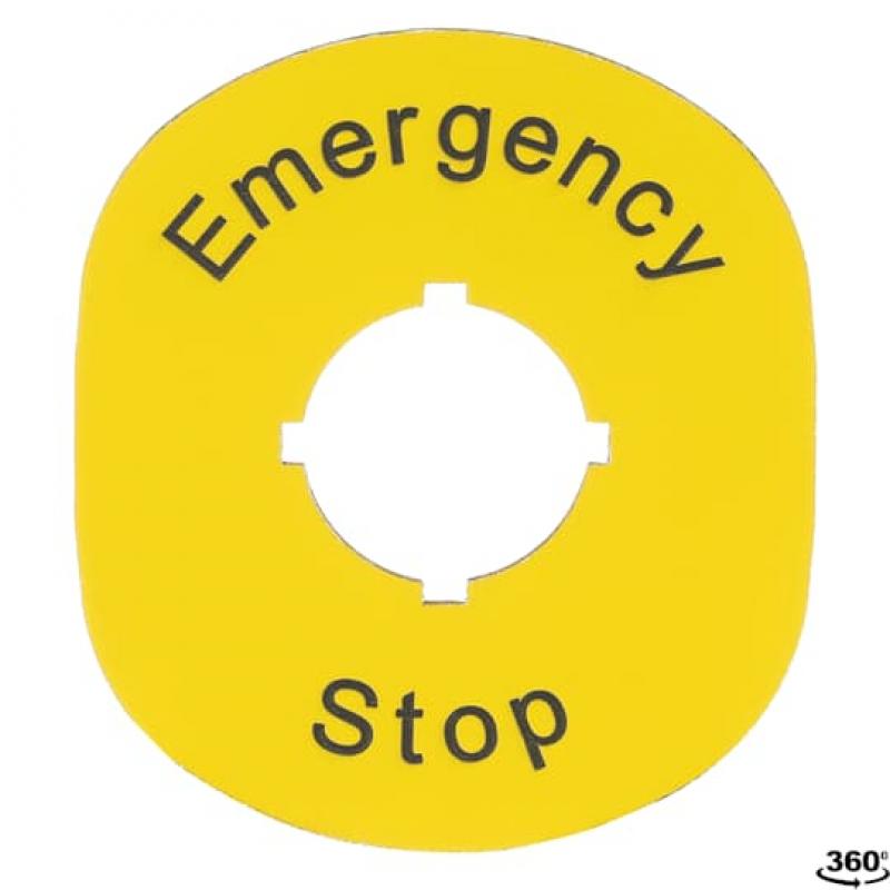 ABB MA6-1101 Schild Emergency Stop, Kunststoff, gelb für vertikal montierte Kunststoffgehäuse