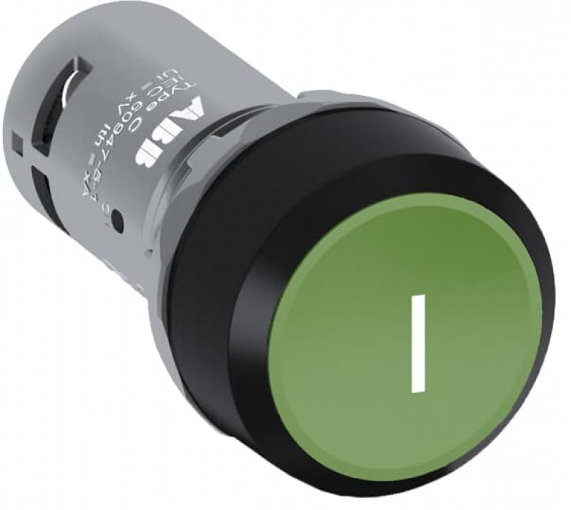 ABB CP11-10G-11 Drucktaster, flach, tastend, grün, 1 Schließer + 1 Öffner , Aufdruck " I "