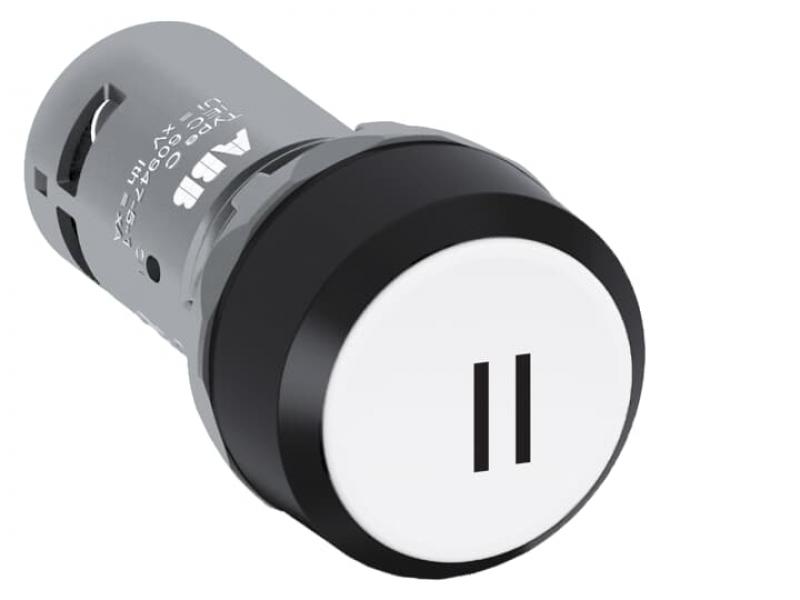 ABB CP12-10W-10 Drucktaster, flach, tastend, weiss mit schwarzer "II", 1 Schliesser, VE=10 Stück