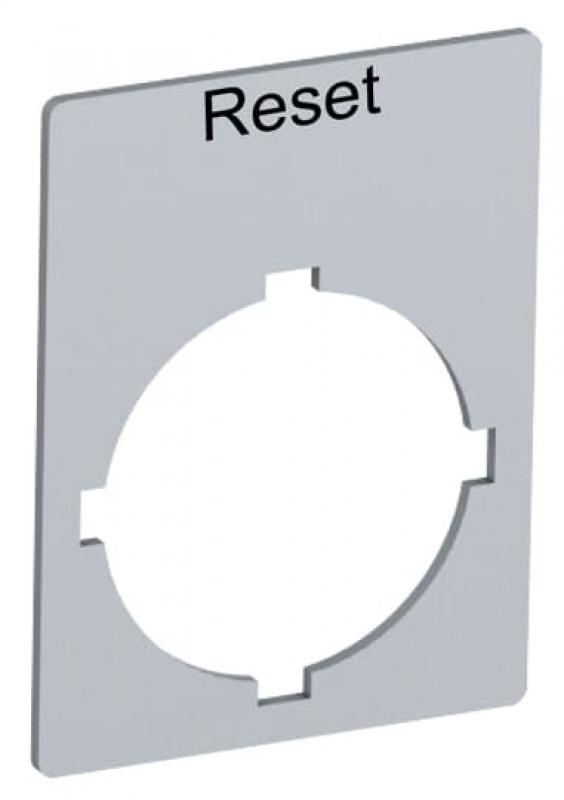 ABB Rectangular legend plate 29,6x39 mm alum Textschild "Reset", für Schalter mit 1 Schaltstellung