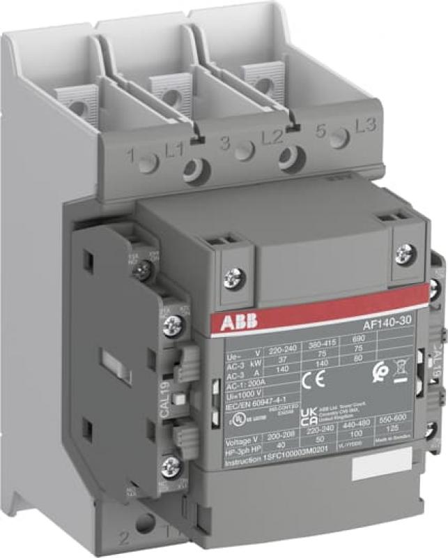 ABB AF140-30-22B-43 Schütz, 75 kW, 220-240 V 50/60 Hz, mit Kabelschuh-Anschlußschienen fast operation coil