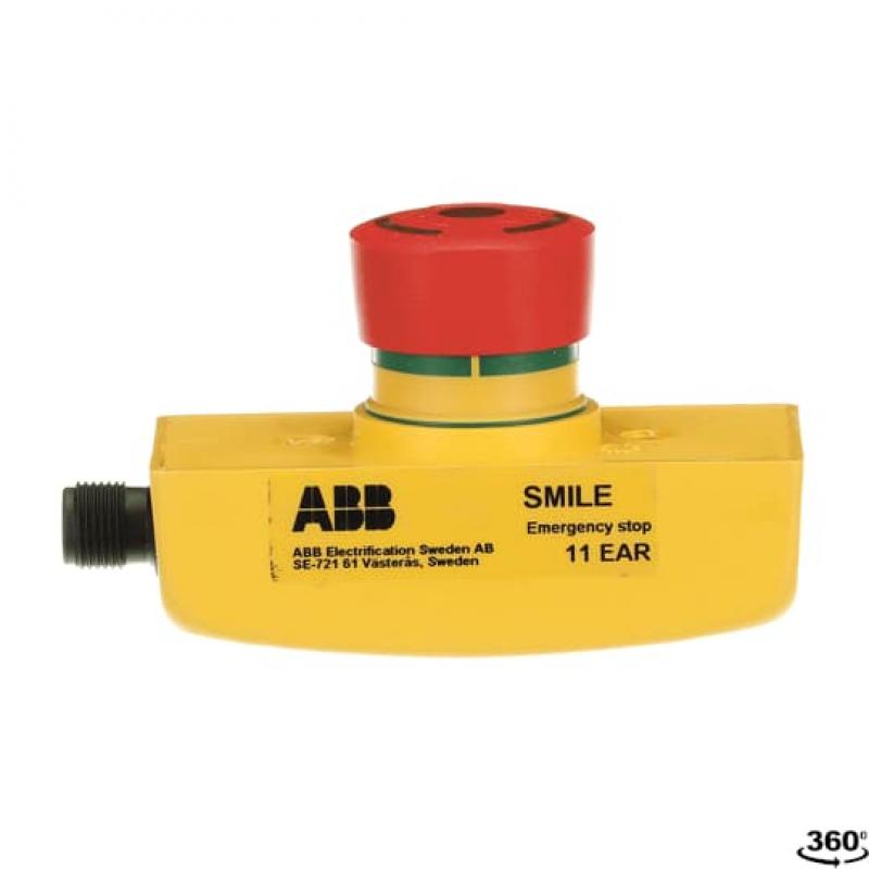 ABB Smile 11 EAR Not-Halt-Taster 1x 5-poliger Stiftstecker M12, 2 Öffner für Einbau in Bedienfeld LED-Anzeige im Taster