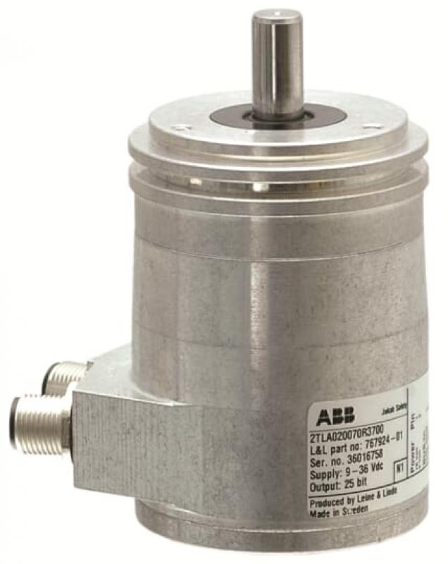 ABB RSA 698 6mm solid PLUTO-Drehgeber Multiturn, IP67, 9-36 V DC, Welle IP66, 6 mm rund, Anschluss radial 3 x M12