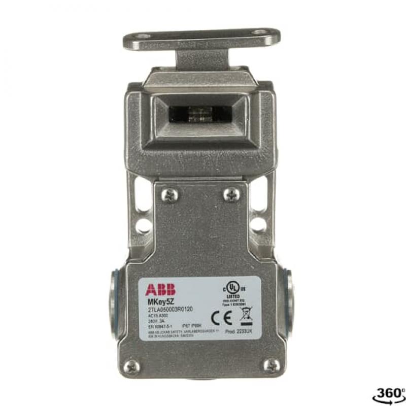 ABB MKey5Z Sicherheitsschalter mit Standardbetätiger, 2Öffner + 1 Schließer nicht verriegelte Zuhaltekraft 12 N aus Edelstahl