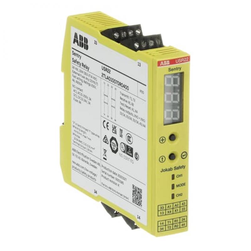ABB Sentry USR10 SAFETY UNIVERSAL RELAY 24 V DC Relaisausgänge 3 NC+ 1 NO, 1-Digit Display erweiterte Sicherheitstimer-Funktionen