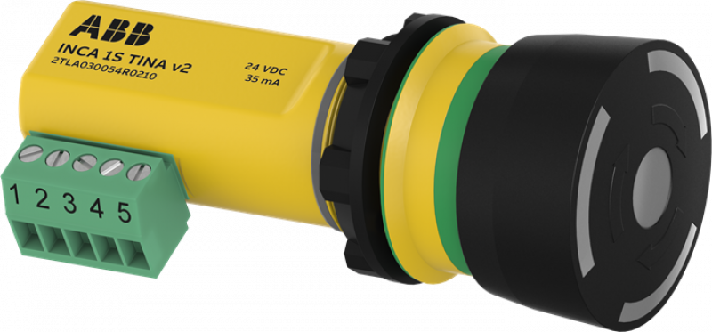 ABB INCA 1S Tina v2 Maschinen-Stopp-Taster Funktion, für Einbau in Bedienfeld mit dynamischem Funktionsprinzip LED-Anzeige im Taster