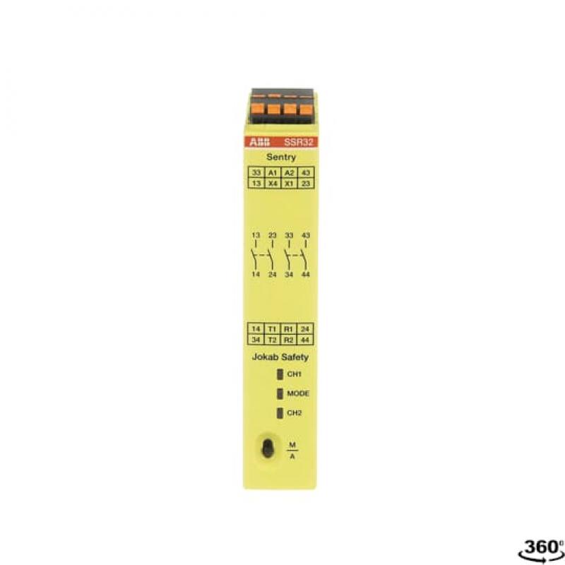 ABB Sentry SSR32P SAFETY RELAY Relaisausgänge 2 NO + 2 NO verzögert, Betriebsspannung 24 V DC, Pus 0,5 Sekunden Verzögerung