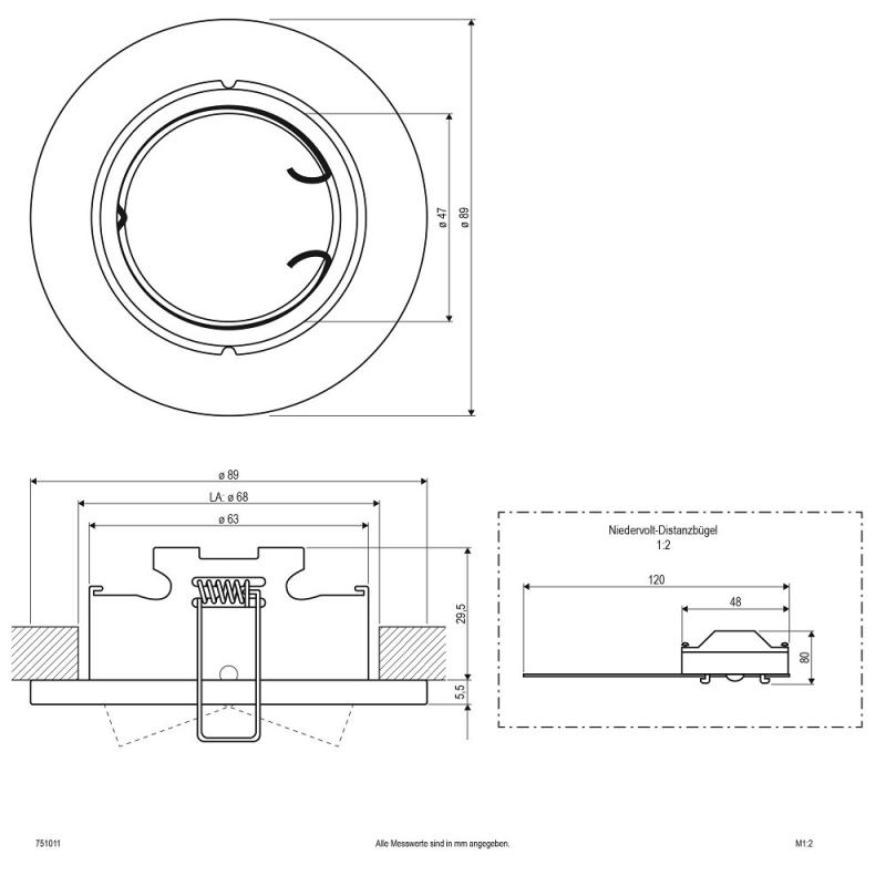 EVN Decken-Einbaustrahler für GU5.3 Leuchtmittel rund schwenkbar chrom IP20 GX5.3 12V EinbauØ68