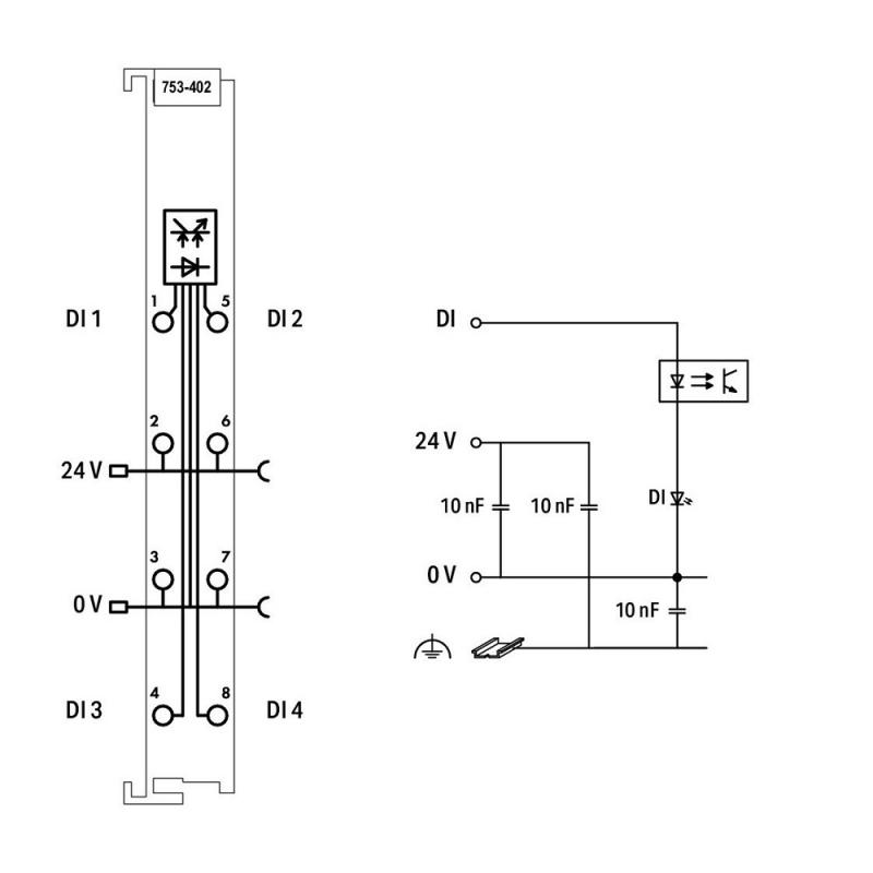 WAGO 753-402 Digitale Eingangsklemme 24 V DC