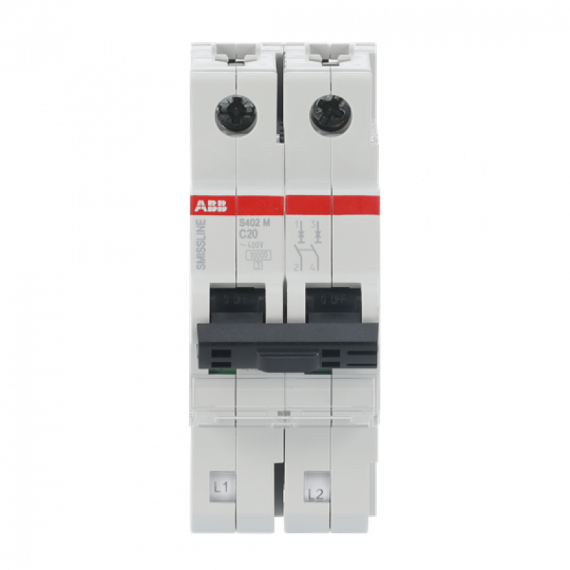 ABB S402M-C20 Sicherungsautomat C-Char., 20 A, 10 kA, 2P, steckbar