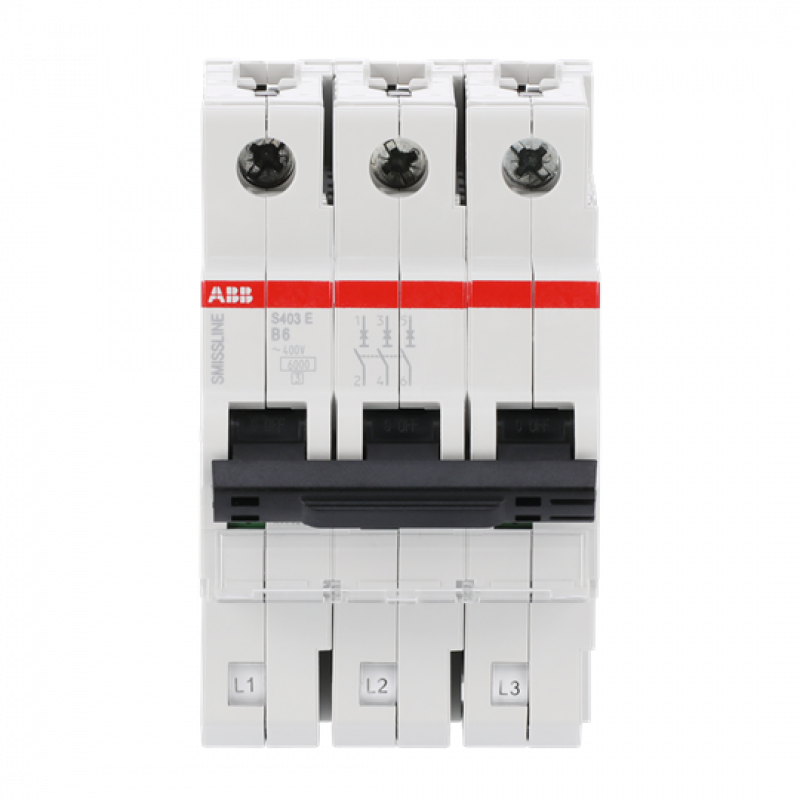 ABB S403E-B6 Sicherungsautomat B-Char., 6 A, 6 kA, 3P, steckbar
