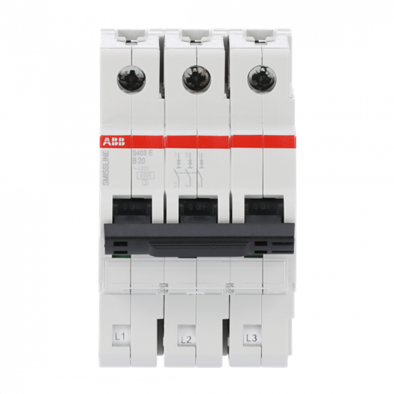 ABB S403E-B20 Sicherungsautomat B-Char., 20 A, 6 kA, 3P, steckbar