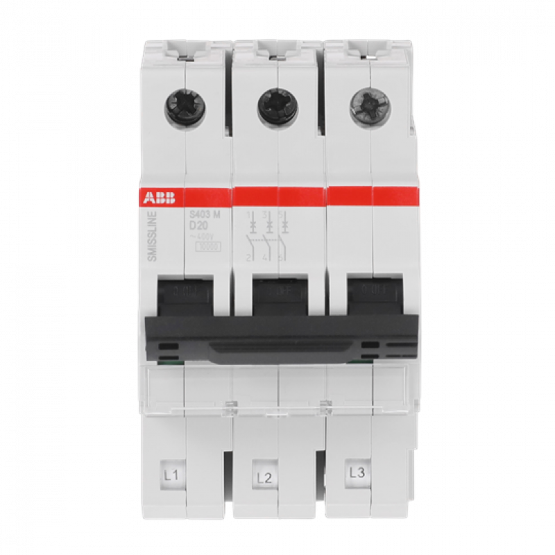 ABB S403M-D20 Sicherungsautomat D-Char., 20 A, 10 kA, 3P, steckbar