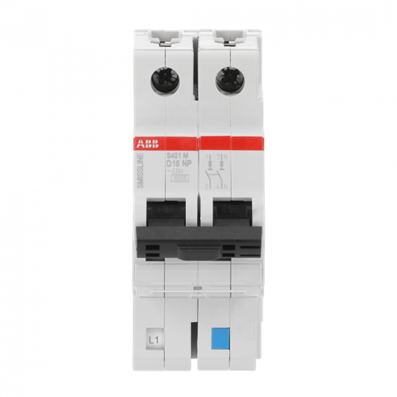 ABB S401M-D16NP Sicherungsautomat D-Char., 16 A, NP, 10 kA, 2P, steckbar geschützter Neutralleiter