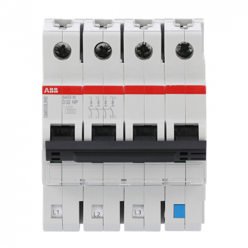 ABB S403M-D32NP Sicherungsautomat D-Char., 32 A, NP, 10 kA, 4P, steckbar geschützter Neutralleiter
