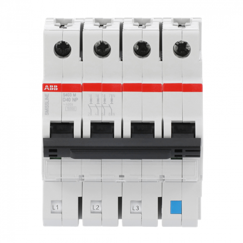 ABB S403M-D40NP Sicherungsautomat D-Char., 40 A, NP, 10 kA, 4P, steckbar geschützter Neutralleiter